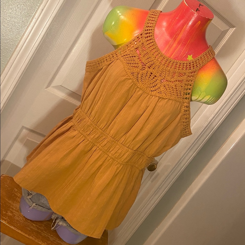 Maurices Tan Crochet Accent Blouse NWTs
